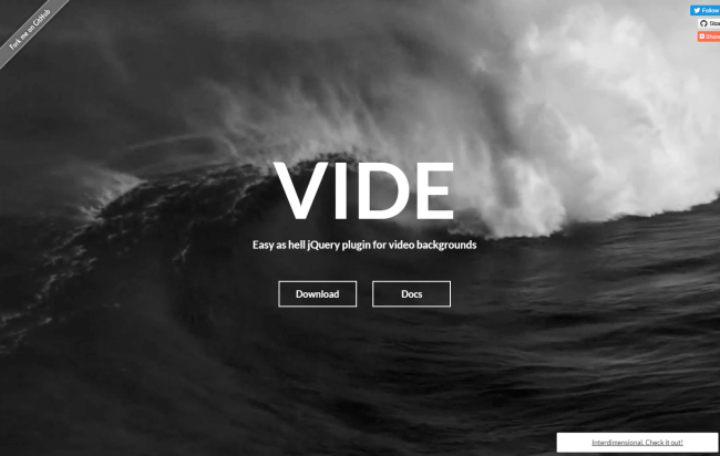 Vide easy as hell jQuery plugin for video backgrounds