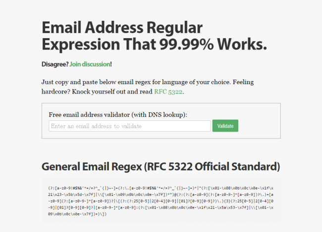 Email Address Regular Expression That 99.99 Works.