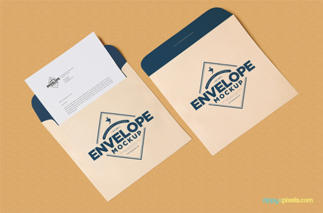 Free Unique Squared Shaped Envelope PSD Mockup + Letterhead Mockup