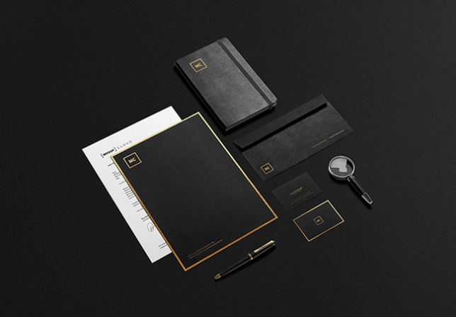  Black + Gold Stationary Mock-Up