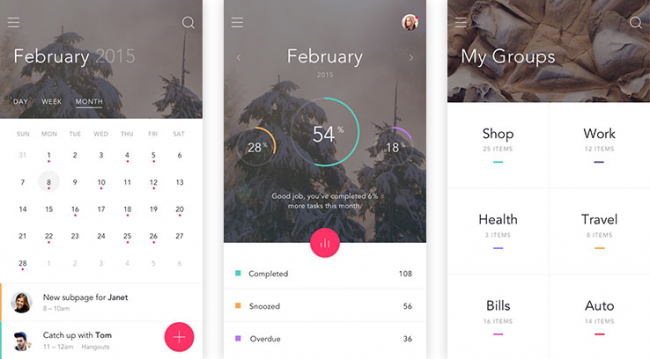 Free to-do app UI kit for Photoshop and Sketch