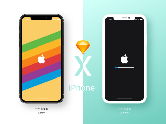 ダークとホワイトカラーのiPhone Xモックアップ