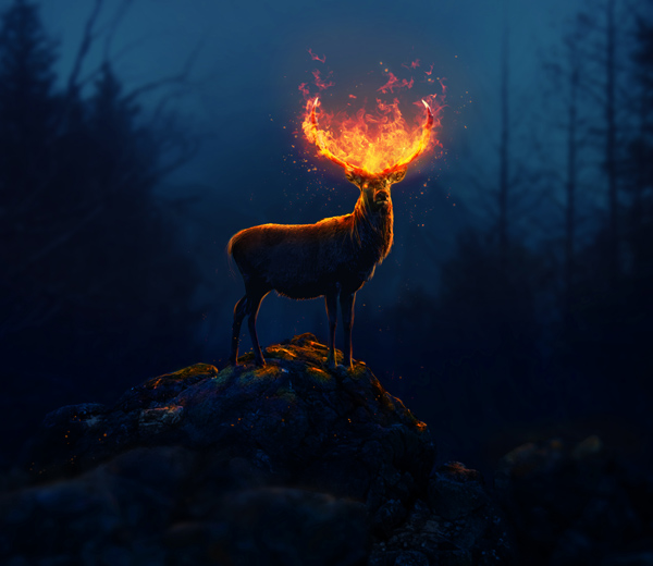 角が燃えさかる鹿の王