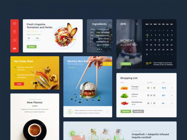 Food & Drink UI Kit (PSD + Sketch)