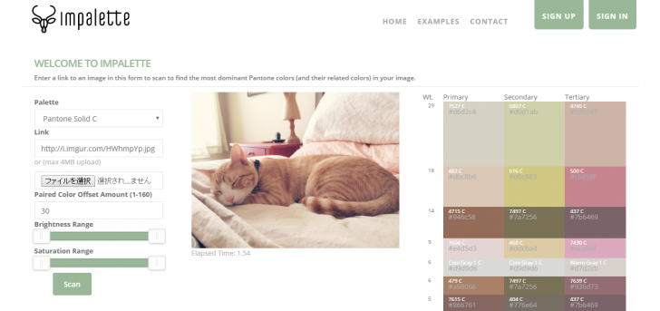 写真を分析したてカラーパレットを作成できるサービス