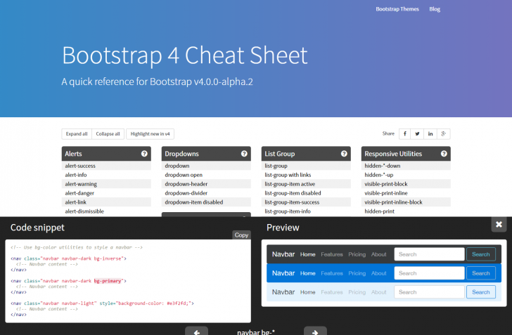 Bootstrap 4で使えるチートシート