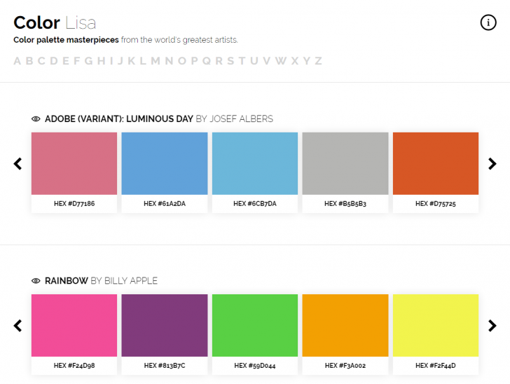 世界の有名アーティストの配色を集めたサイト