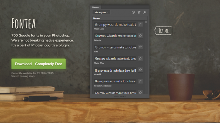 GoogleフォントをPhotoshopで利用できるようになる無料プラグイン「Fontea」