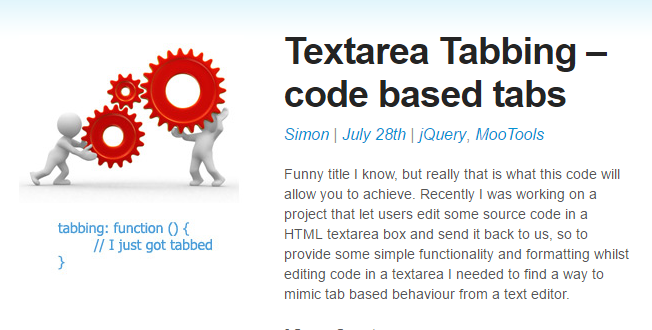 textareaでタブ入力を有効にするJavaScript「Textarea Tabbing」