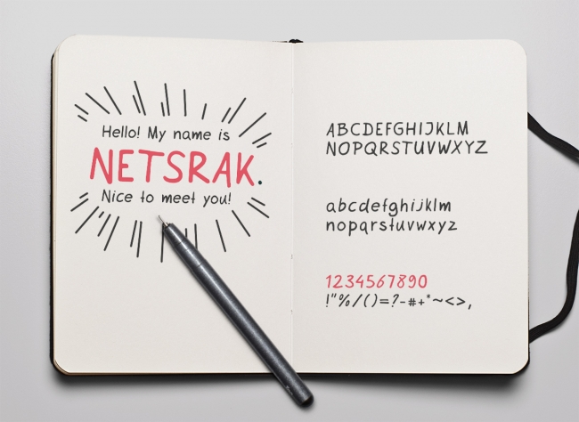 Netsrak free font 軽快な手書きフォント