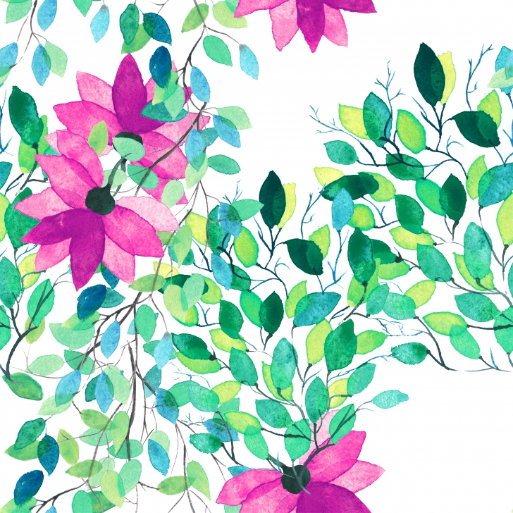 水彩で描いた花模様のパターン素材3