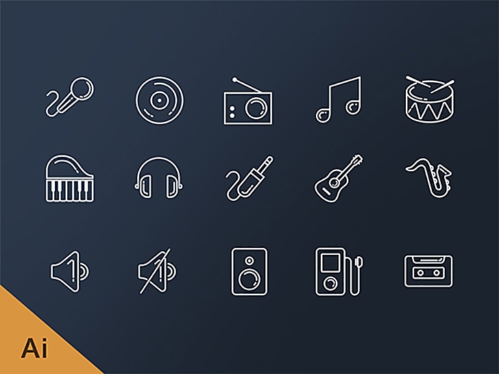 Free music line icons