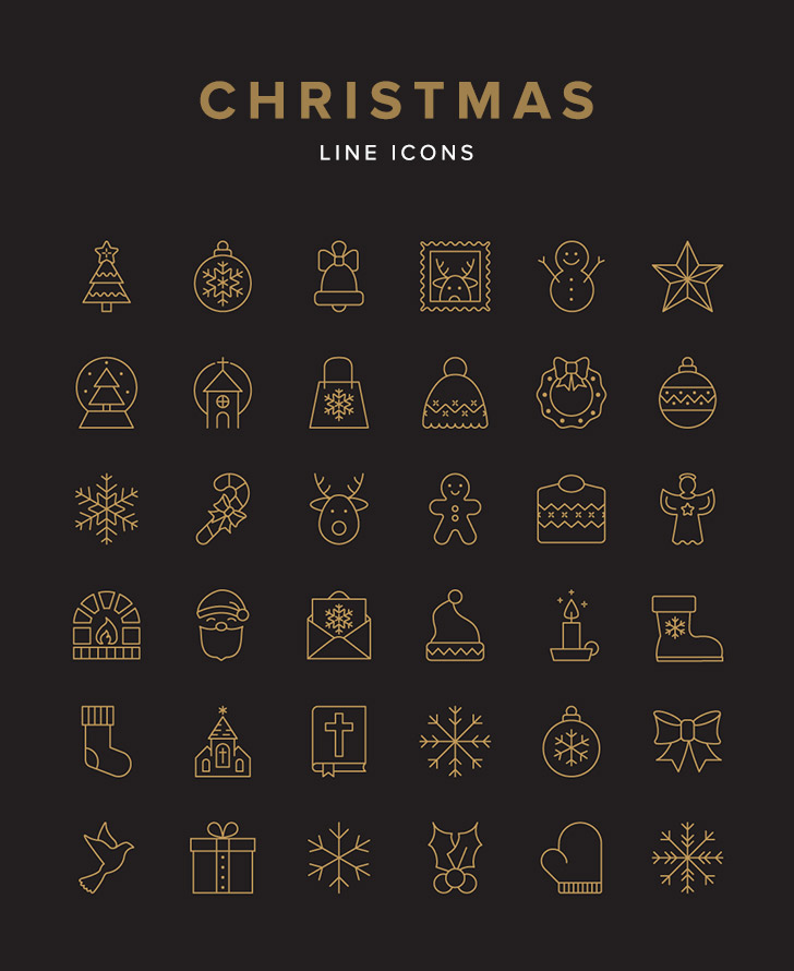Christmas Line Icon Set