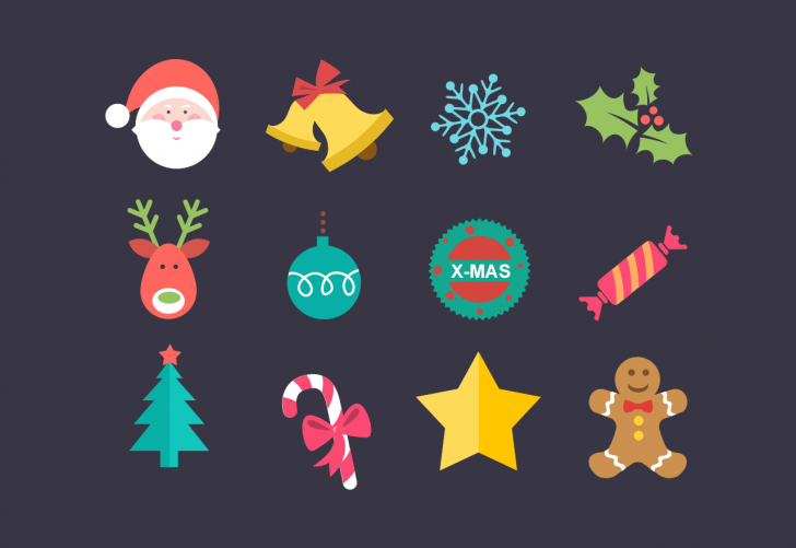 Flat Christmas Icon Set