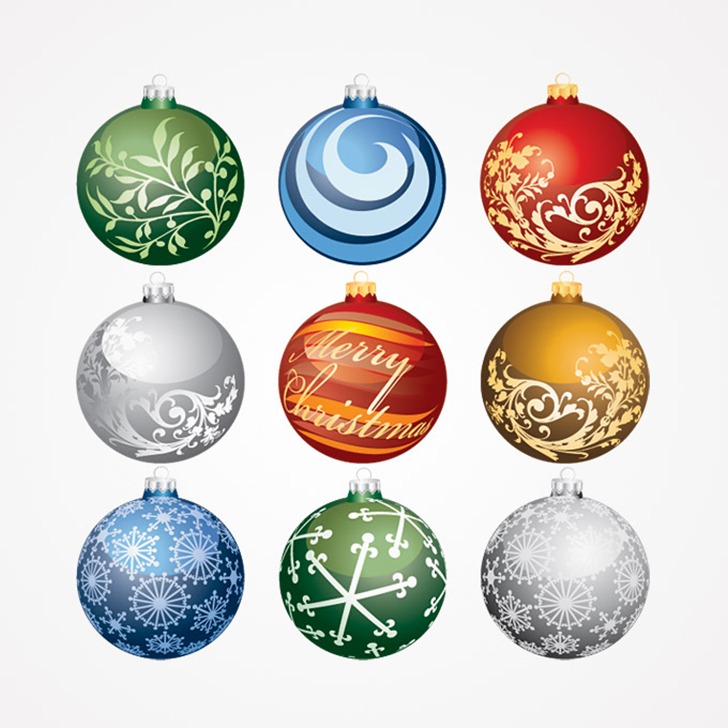 Christmas Balls Ornaments Vector Set