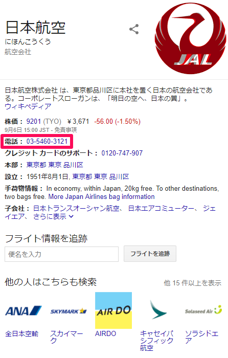 企業の連絡先の構造化データ