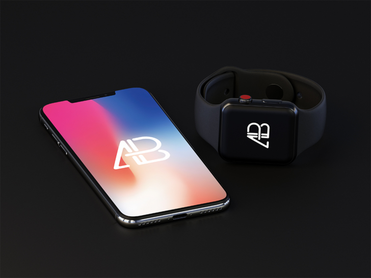 iPhone X and Apple Watch Series 3 Mockup（PSD/無料）