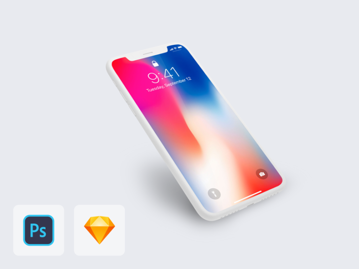 iPhone X Clay Mockup（PSD、Sketch/無料）