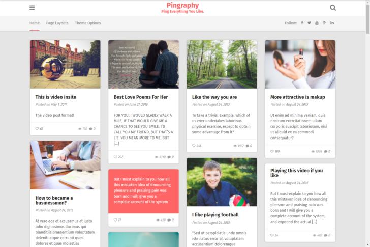 Pinterest風のテーマ「Pingraphy」