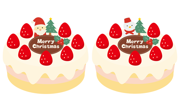 クリスマスケーキのイラスト＜生クリーム＞